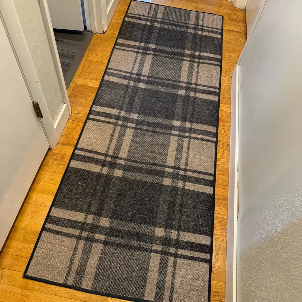 Ruggable Easton Plaid Charcoal & Natural Flatwoven Rug Cover ONLY